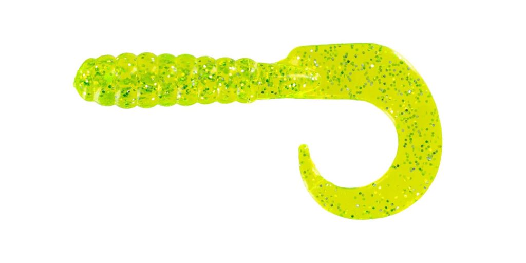 BIG BITE BAITS 3" CURL TAIL GRUB - CHART SHINE