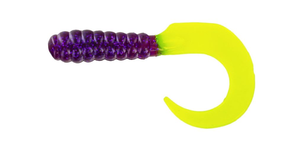 BIG BITE BAITS 4" CURL TAIL GRUB - PURPLE GLITTER/OPQ CHART