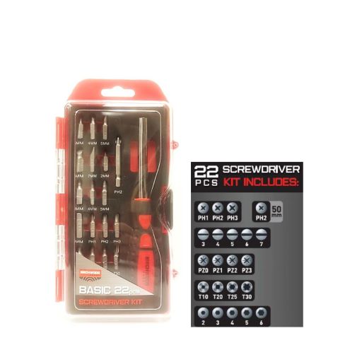 BIRCHWOOD SCREWDRIVER BASIC 22 PIECE KIT 