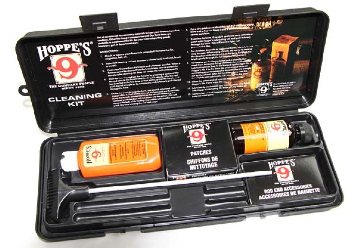 HOPPE'S 9 CLEANING KIT W/ ALUMINUM ROD, PISTOL AND STORAGE BOX