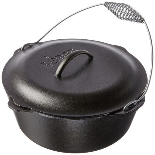 LODGE CAST IRON DUTCH OVEN WITH BAILHANDLE 6.6L