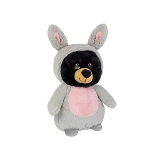 NATURE PLANET 11" BLACK BEAR IN GREY BUNNY COSTUME 