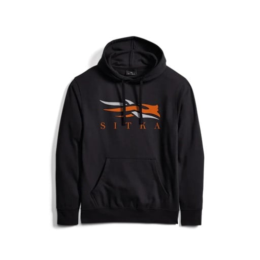 SITKA ICON PULLOVER HOODIE - BLACK ORANGE