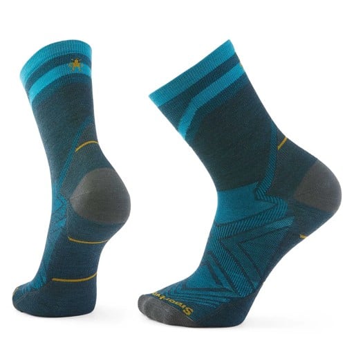 SMARTWOOL RUN MID CREW PATTERN SOCKS - TWILIGHT BLUE