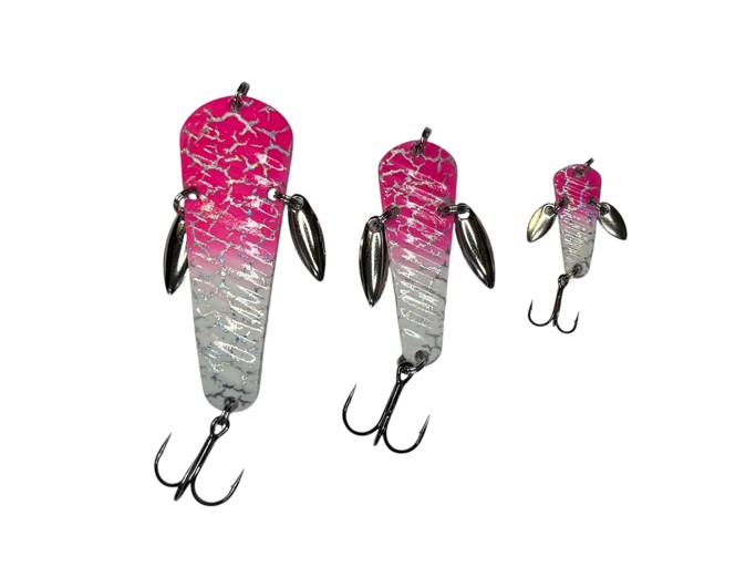 ELEMENT CUSTOM BAITS WINGDING 70 SPOON LURE -  PINK CRACKLE